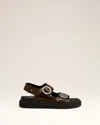 Ami Alexandre Mattiussi Green Leather Fussbet Midi Sandals Green In Black Olive