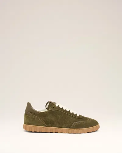 Ami Alexandre Mattiussi Green Leather Low Top Step Sneakers Green In Brown