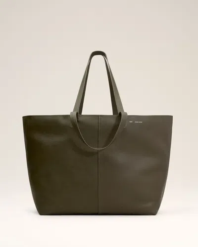 AMI ALEXANDRE MATTIUSSI GREEN LEATHER MIDI MAXI TOTE BAG GREEN
