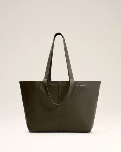 AMI ALEXANDRE MATTIUSSI GREEN LEATHER MIDI TOTE BAG GREEN
