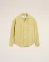Ami Alexandre Mattiussi Green Leather Overshirt Yellow In Green