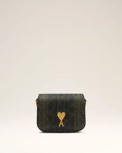 Ami Alexandre Mattiussi Green Leather Paris Paris Bag Green In Black Olive