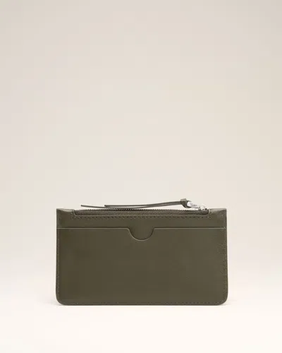 Ami Alexandre Mattiussi Green Leather Zipped Card Holder Green