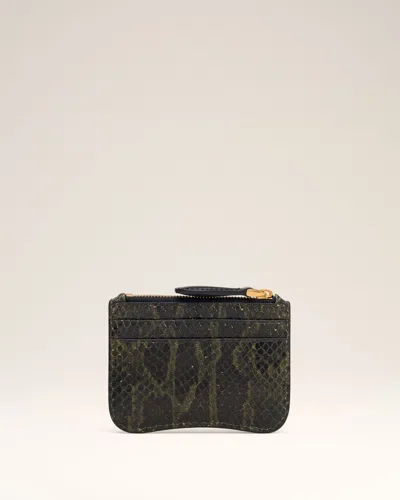 Ami Alexandre Mattiussi Green Leather Zipped Card Holder Green