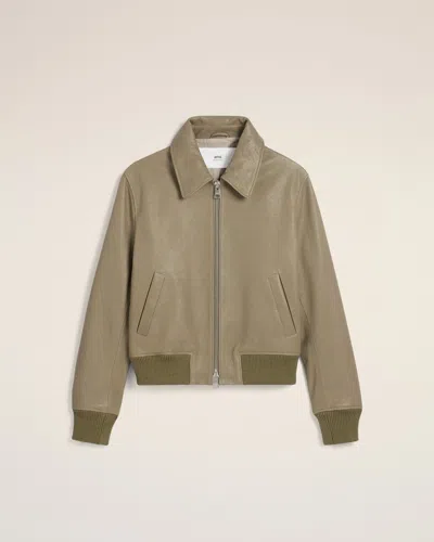 Ami Alexandre Mattiussi Leather Jacket In Laurel