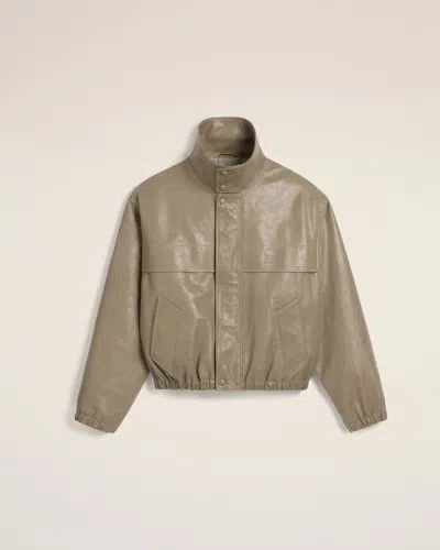 Ami Alexandre Mattiussi Green Leather Zipped Jacket Green In Laurel