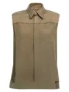Ami Alexandre Mattiussi Ami Sleeveless Viscose Blend Shirt With Button Closure In Green