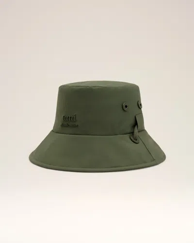 Ami Alexandre Mattiussi Green Water-repellent String Bucket Hat Green In Loden