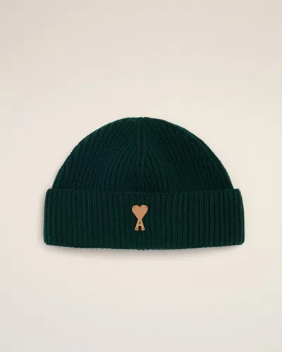 Ami Alexandre Mattiussi Green Wool Ami De Coeur Beanie Green In Neutral