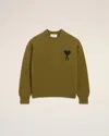 Ami Alexandre Mattiussi Green Wool Ami De Coeur Crewneck Sweater Green In Green
