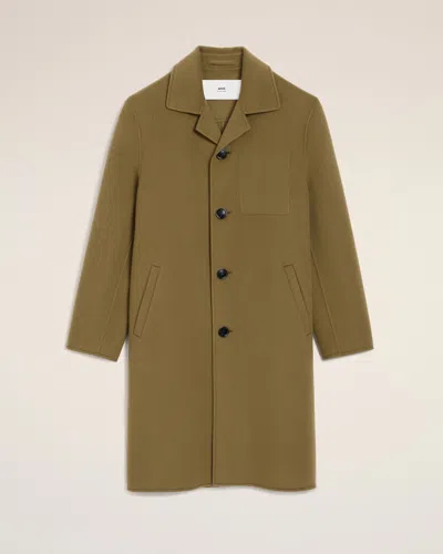 Ami Alexandre Mattiussi Green Wool Belted Coat Green In Brown