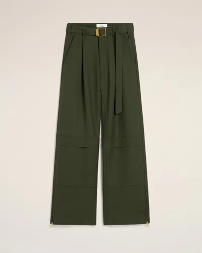 AMI ALEXANDRE MATTIUSSI GREEN WOOL CARGO TROUSERS GREEN