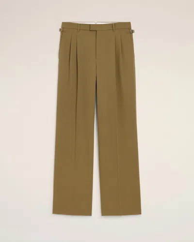 AMI ALEXANDRE MATTIUSSI GREEN WOOL LOW WAIST WIDE TROUSERS GREEN