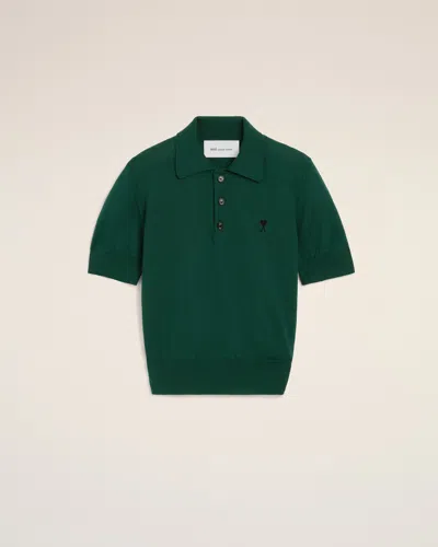 Ami Alexandre Mattiussi Green Wool Polo With Ami De Coeur Green