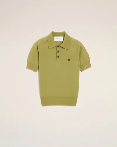 Ami Alexandre Mattiussi Green Wool Short Sleeves Ami De Coeur Polo Green