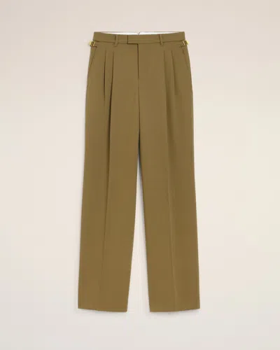 AMI ALEXANDRE MATTIUSSI GREEN WOOL TABS WIDE TROUSERS  GREEN