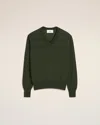 Ami Alexandre Mattiussi Green Wool Tonal V Neck Sweater Green In Loden