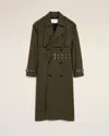Ami Alexandre Mattiussi Double-breasted Belted Virgin Wool-gabardine Trench Coat In Black Olive