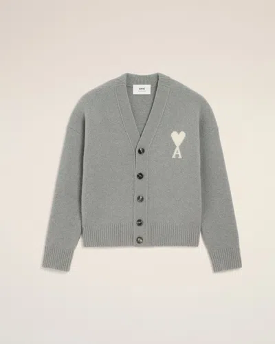Ami Alexandre Mattiussi Grey Alpaca Ami De Coeur Cardigan Grey In Gray