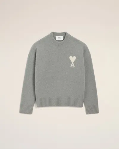 Ami Alexandre Mattiussi Grey Alpaca Ami De Coeur Crewneck Sweater Grey In Gray