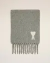 Ami Alexandre Mattiussi Ami Fringed Jacquard Scarf In Gray