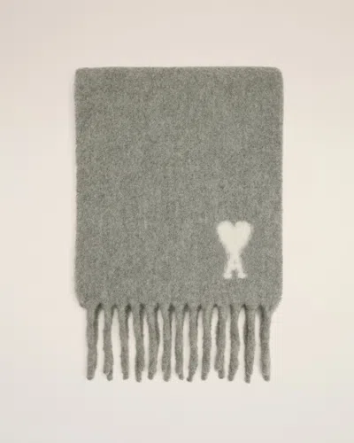 Ami Alexandre Mattiussi Grey Alpaca  Ami De Coeur Scarf Grey In Gray