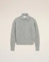Ami Alexandre Mattiussi Ami Paris Grey Wool And Alpaca Polo Sweater Ami Paris In Gray
