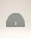 Ami Alexandre Mattiussi Grey Alpaca Striped Ami De Coeur Beanie Grey In Gray