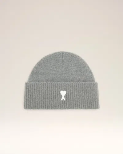 Ami Alexandre Mattiussi Grey Alpaca Striped Ami De Coeur Beanie Grey In Gray
