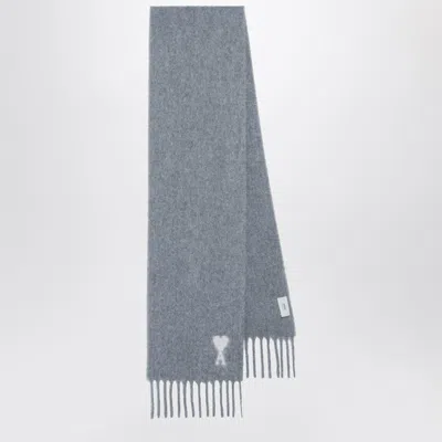 Ami Alexandre Mattiussi Ami Paris Ami Paris De Coeur Scarf In Gray
