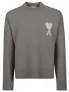 Ami Alexandre Mattiussi Ami Wool Sweater With Heart And Logo Detail In Gray