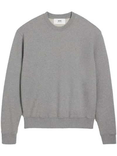 Ami Alexandre Mattiussi Ami De Coeur Organic Cotton Sweatshirt In Grey
