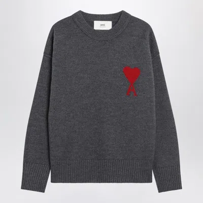 AMI ALEXANDRE MATTIUSSI GREY AMI DE COEUR WOOL SWEATER