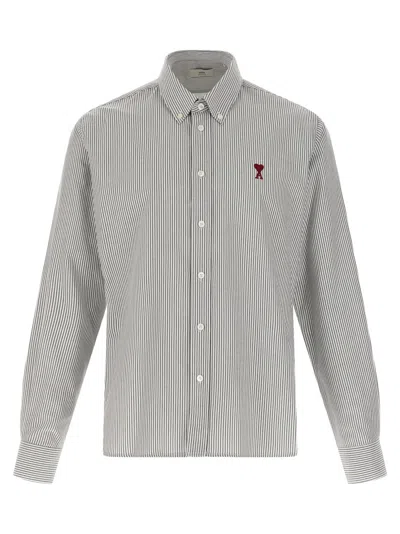 AMI ALEXANDRE MATTIUSSI GREY BUTTON-DOWN AMI DE COEUR SHIRT