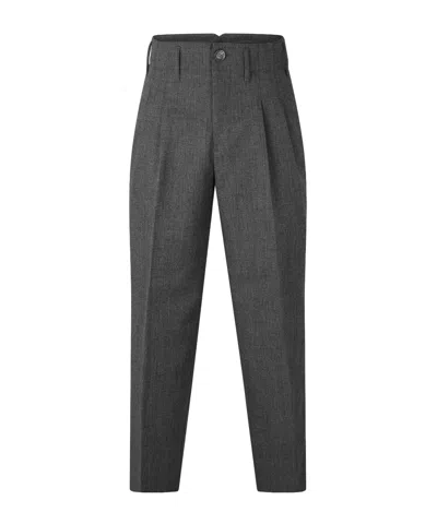 Ami Alexandre Mattiussi Grey Check Pleated Cropped Trousers In Grey