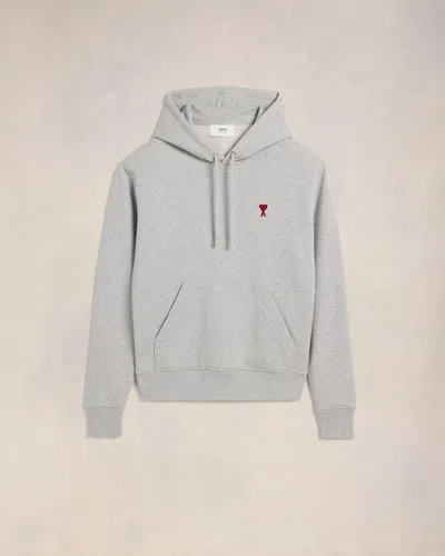 AMI ALEXANDRE MATTIUSSI GREY COTTON AMI DE COEUR HOODIE GREY