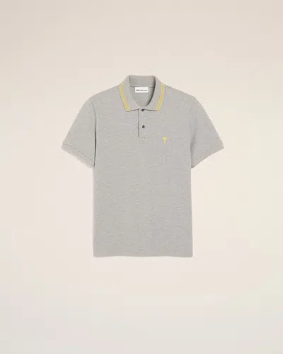 Ami Alexandre Mattiussi Men's Ami De Coeur Tipped Slim-fit Polo Shirt In Gray