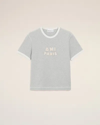 Ami Alexandre Mattiussi Grey Cotton Ami Paris Knitted Patch T-shirt Grey In Gray