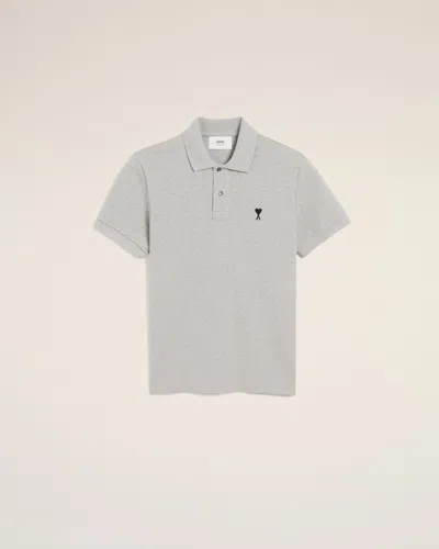 Ami Alexandre Mattiussi Grey Cotton Contrasted Ami De Coeur Polo Shirt Grey In Gray