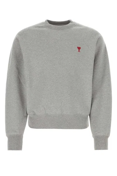 Ami Alexandre Mattiussi Grey Cotton Sweatshirt In Heathergrey