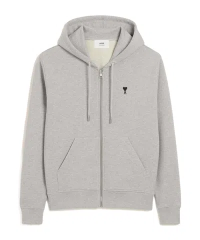 Ami Alexandre Mattiussi Ami Classic Crewneck Sweater With Ribbed Cuffs In Gray