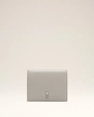 Ami Alexandre Mattiussi Grey Cowhide Leather Ami De Coeur Bifold Wallet Grey In Gray