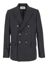 Ami Alexandre Mattiussi Grey Double-breasted Jacket With Peak Revers In Wool Man In Grey