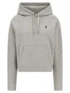 Ami Alexandre Mattiussi Ami Paris Molleton Grey Hoodie With Black Embroidered Logo In Gray