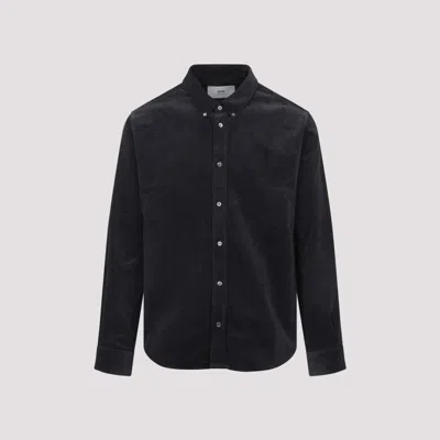 Ami Alexandre Mattiussi Grey Long Sleeves Logo Shirt In Black
