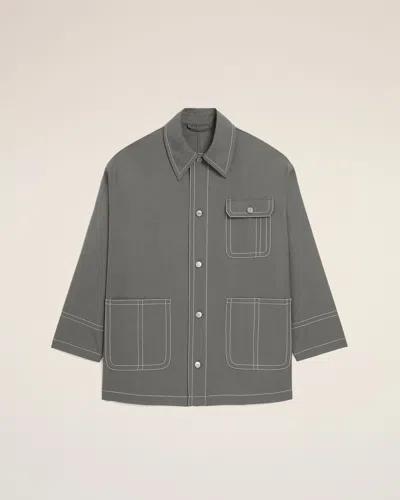 Ami Alexandre Mattiussi Patch-pocket Topstitch Worker Jacket In Gray