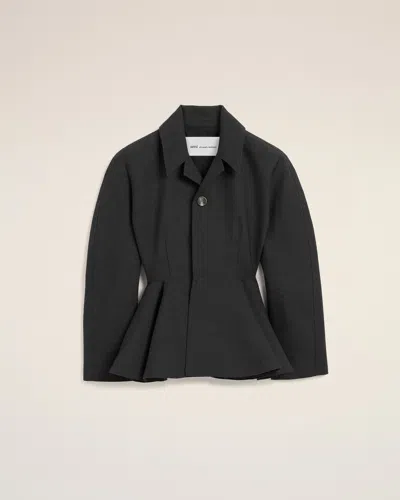 Ami Alexandre Mattiussi Grey Peplum Wool Jacket Grey In Carbon Grey