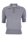 Ami Alexandre Mattiussi Grey Polo Shirt With Classic Collar And Logo Embroidery On The Front In Wool And Silk Woman In Gray
