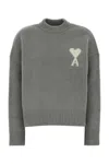 Ami Alexandre Mattiussi Ami Grey Stretch Alpaca Blend Sweater In Gray