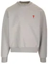 Ami Alexandre Mattiussi Logo Cotton Crewneck Sweatshirt In Heather Grey